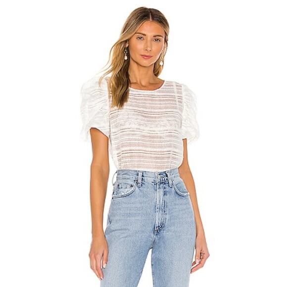 Amanda Uprichard Lace Merris Top in Ivory - Picture 1 of 9